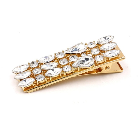 Bijoux Clear Crystal Gold Hair Clip - Medium - Picture 2 of 9